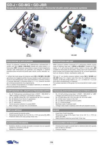 HORIZONTAL DOUBLE WATER PRESSURE SYSTEMS GD-J &bull; GD-MG &bull; GD-JBR