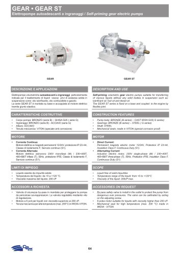 SELF-PRIMING GEAR ELECTRIC PUMPS GEAR &bull; GEAR ST