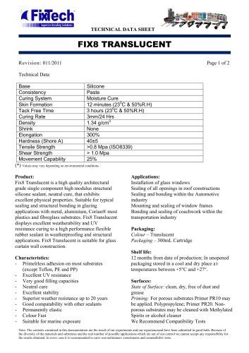 Technical Data Sheet - Fix8 Translucent