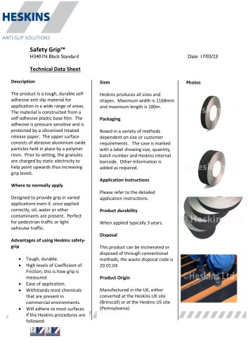 H3401 Standard Safety Grip Technical Data Sheet