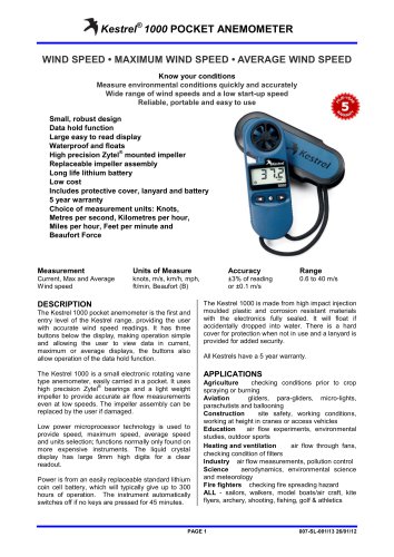 Kestrel 1000 measures