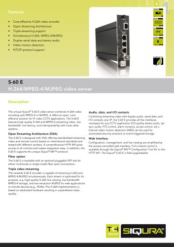 S-60 E - One-channel IP video encoder