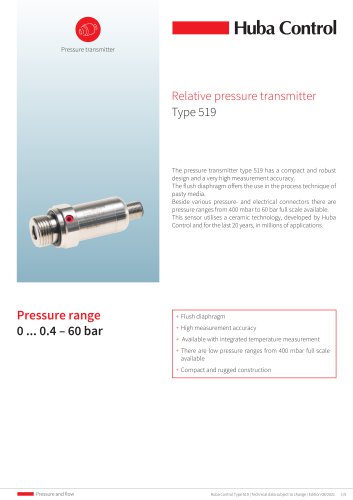 Relative pressure transmitter Type 519